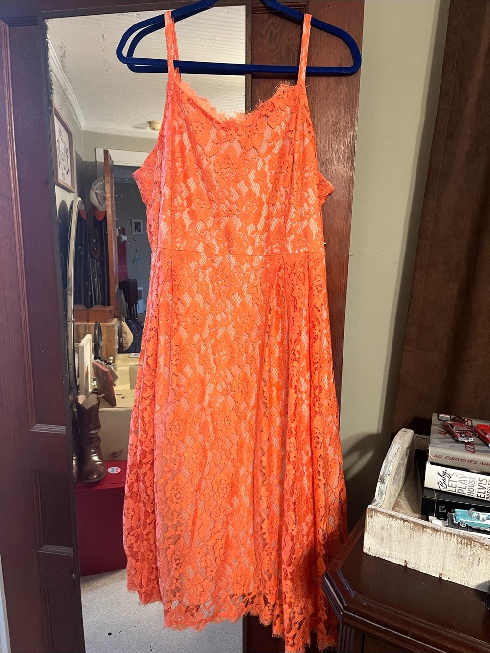 Apt. 9 Bright Orange Lace Midi Dress